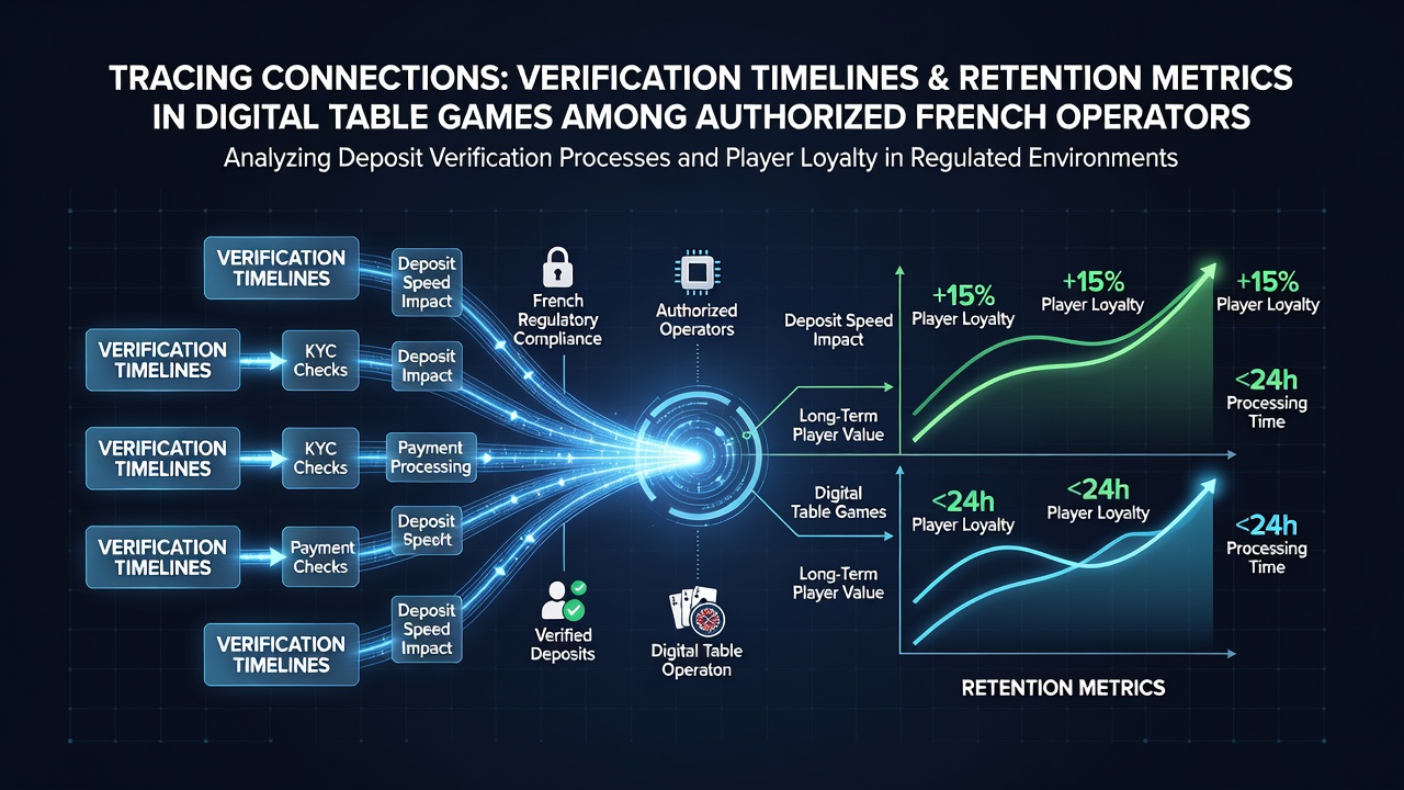 Data visualization showing deposit verification timelines and player retention rates in French online table games